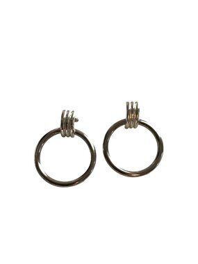 BEAUTIFUL WOMENS SILVER TONE DANGLE HOOP EARRINGS